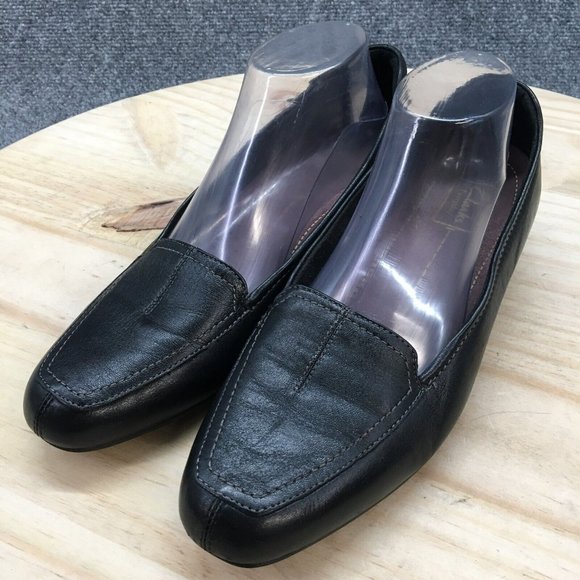 Clarks Shoes Womens 10 M Everyday Slip On Loafers Black Leather Comfort 85130 - Picture 3 of 9